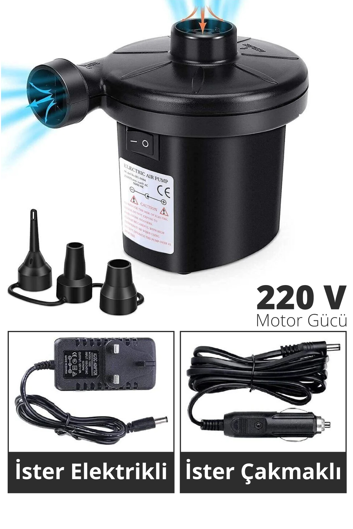 Trend Maison Araç Çakmak Soketli Ve Elektrikli Pompa - Havuz Yatak Şişirme Pompası