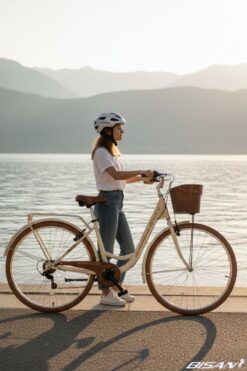 Bisan Sorrento-S 26 Jant Sepetli Retro Şehir Bisikleti 44 cm Kadro V-Fren Shimano 7 Vites - Krem Gold