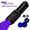 valkyrie 395nm UV Mor Işık Şarjlı El Feneri – 1200mAh Batarya, Type-C Şarj, Hafif ve Güçlü Tasarım