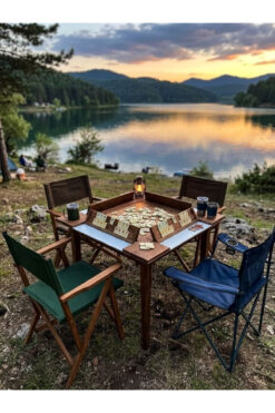 Mashotrend Katlanır Rulo Seyyar Okey Masası - Kamp Okey Masası - Katlanır Kamp Masası