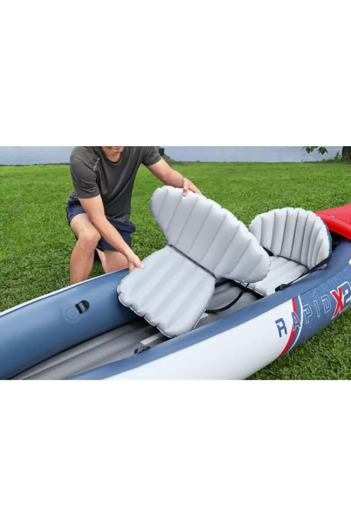 BESTWAY 65077 Lite-rapid X2 2 Kişilik Şişme Kano 321X88CM KUREK+POMPA SET - Görsel 2