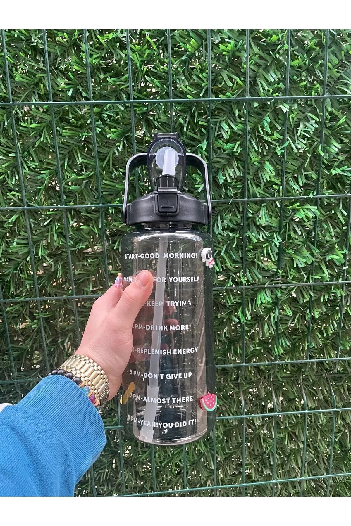 Seram Collection Şeffaf Motivasyon Matara 2000 ml Suluk Su Şişesi - Bpa Içermez - Görsel 2