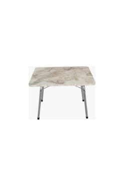 EGEMODÜLER 45x60 Cm Katlanır Masa Balkon Bahçe Kamp Masası Piknik Masası - Beyaz Mermer