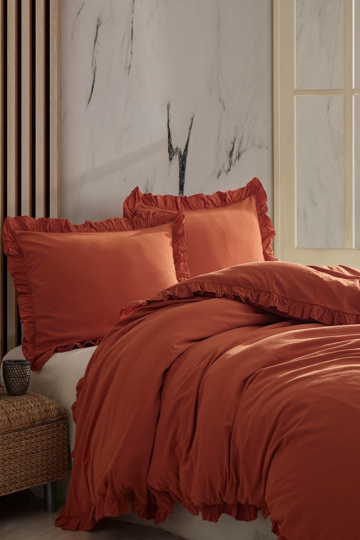 Macas Home Hermes %100 Pamuklu Fırfırlı Çift Kişilik Nevresim Takımı 200*220 Hrmsckt - Görsel 2