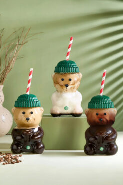 Kitchen Life Premium 3'lü Barista Cam Soğuk İçecek Bardağı Ayıcıklı Bardak 550 ml