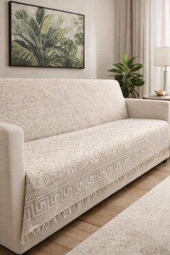 miar home perde tekstil %100 Pamuk Açık Gri Koltuk Örtüsü – Oturma ve Sırt Kısmını Kaplayan Koruyucu Örtü 180 X 220