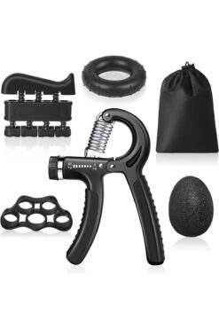 Busstier El ve Parmak Güçlendirici Set 5 Parça Ayarlanabilir El Yayı Parmak Egzersiz Stres Topu