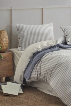 Berolige Easy Boho Mavi Çift Kişilik Yıkamalı İplik Boya Nevresim Takımı