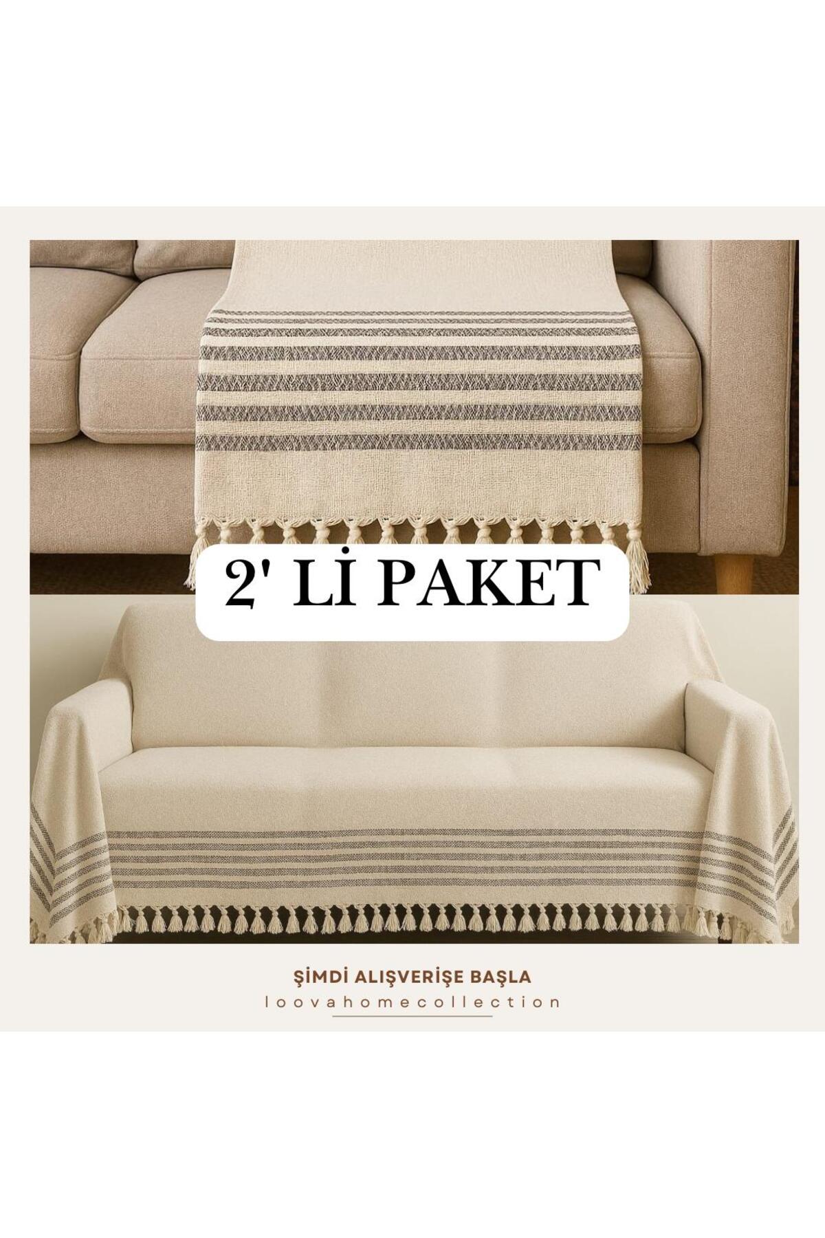 Genel Markalar Koltuk Örtüsü 2'li Paket Set % 100 Pamuklu