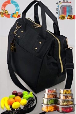 USF Sıcak, Soğuk Isı yalıtımlı Termal Termoslu Yemek, Mama, Beslenme, Gıda için  Askılı Taşıma Çantası