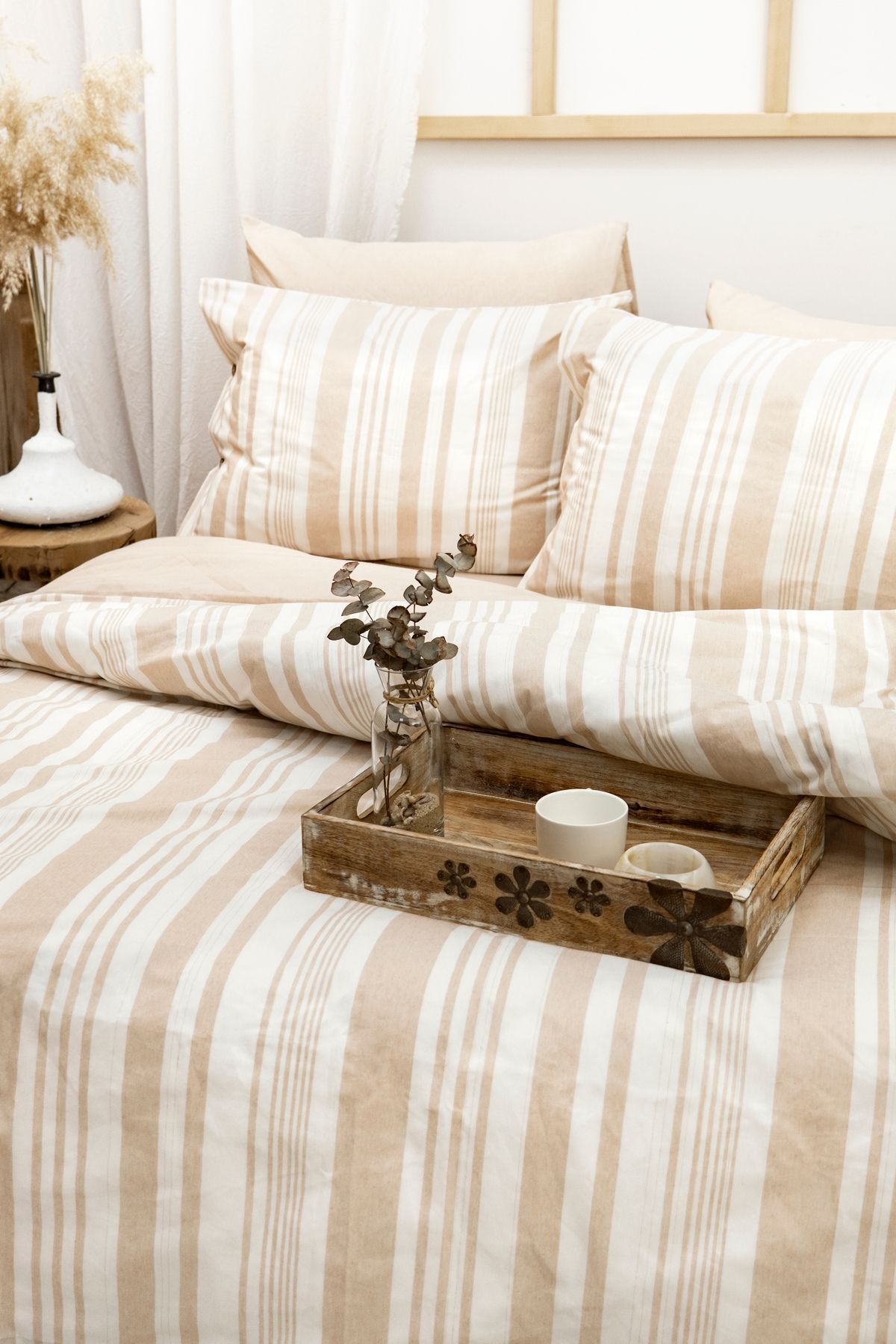 BESTİNA GOLD Harmony Hues İpliği Boyalı Doğal Çift Kişilik Nevresim Takımı (Çarşafı Lastikli) - Görsel 3