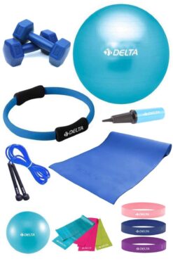 Delta 160 - 169 Cm Boya Uygun 14 Parça Pilates Seti 65 Cm Top 4 Mm Minder Çember Squat Bandı 1 Kg Dambıl