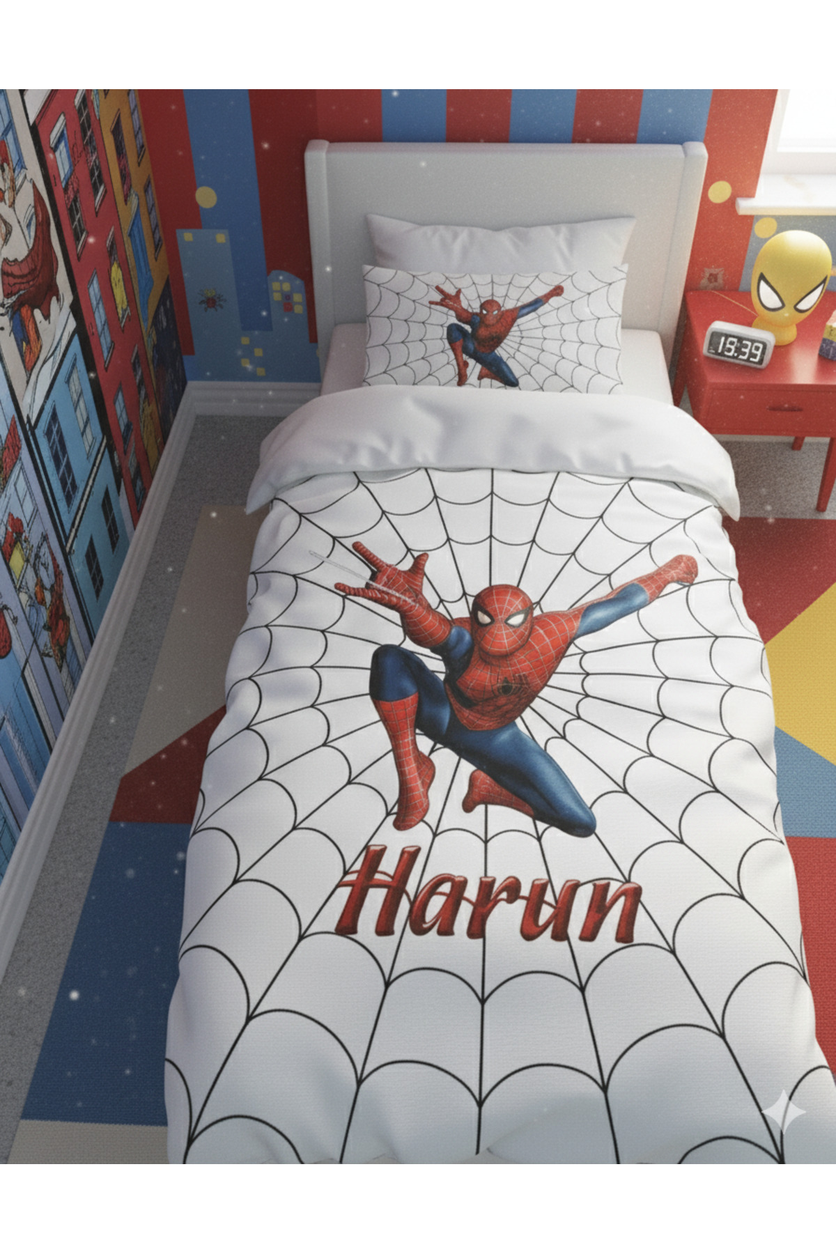 MEKTA HOME BEBEK VE ÇOCUK ODASI Ağ ve Spiderman Desenli Nevresim Takımı
