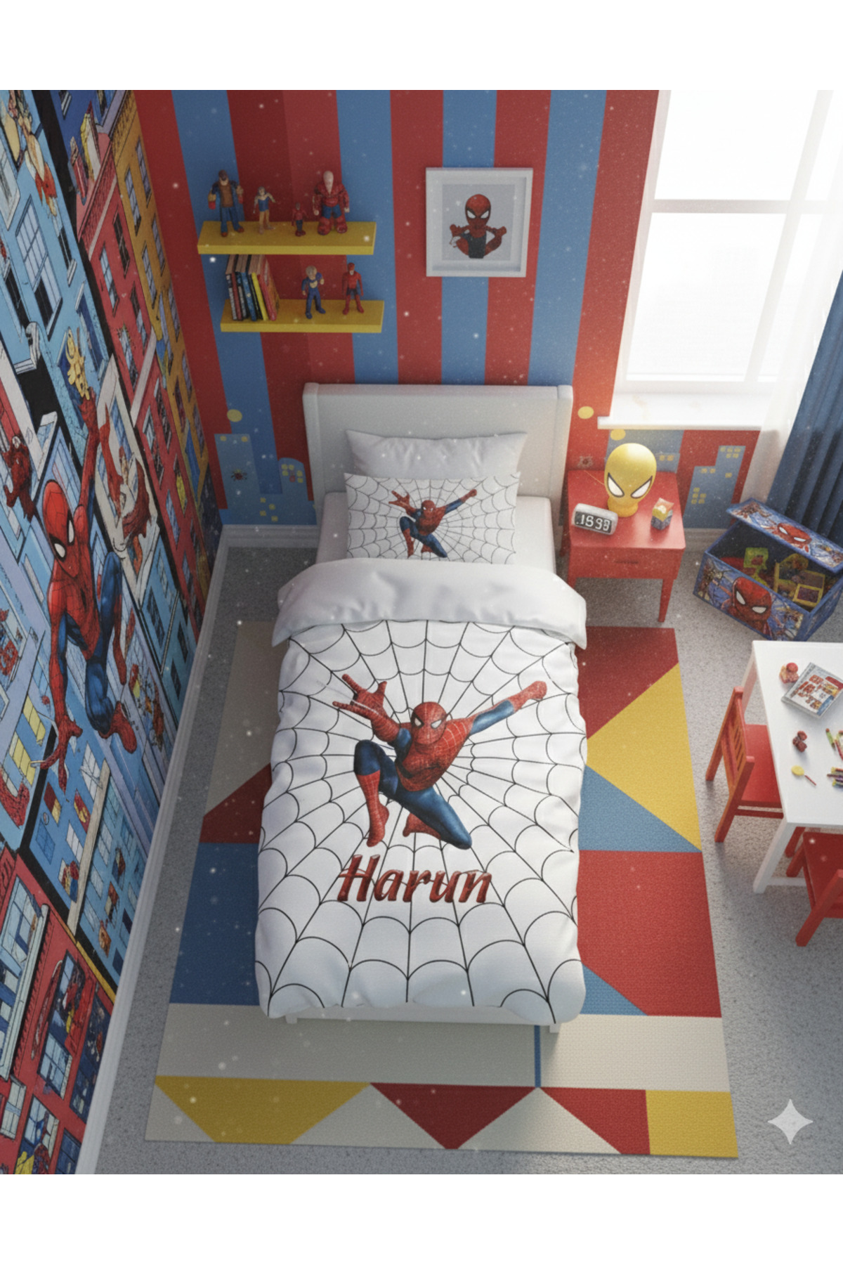 MEKTA HOME BEBEK VE ÇOCUK ODASI Ağ ve Spiderman Desenli Nevresim Takımı - Görsel 2