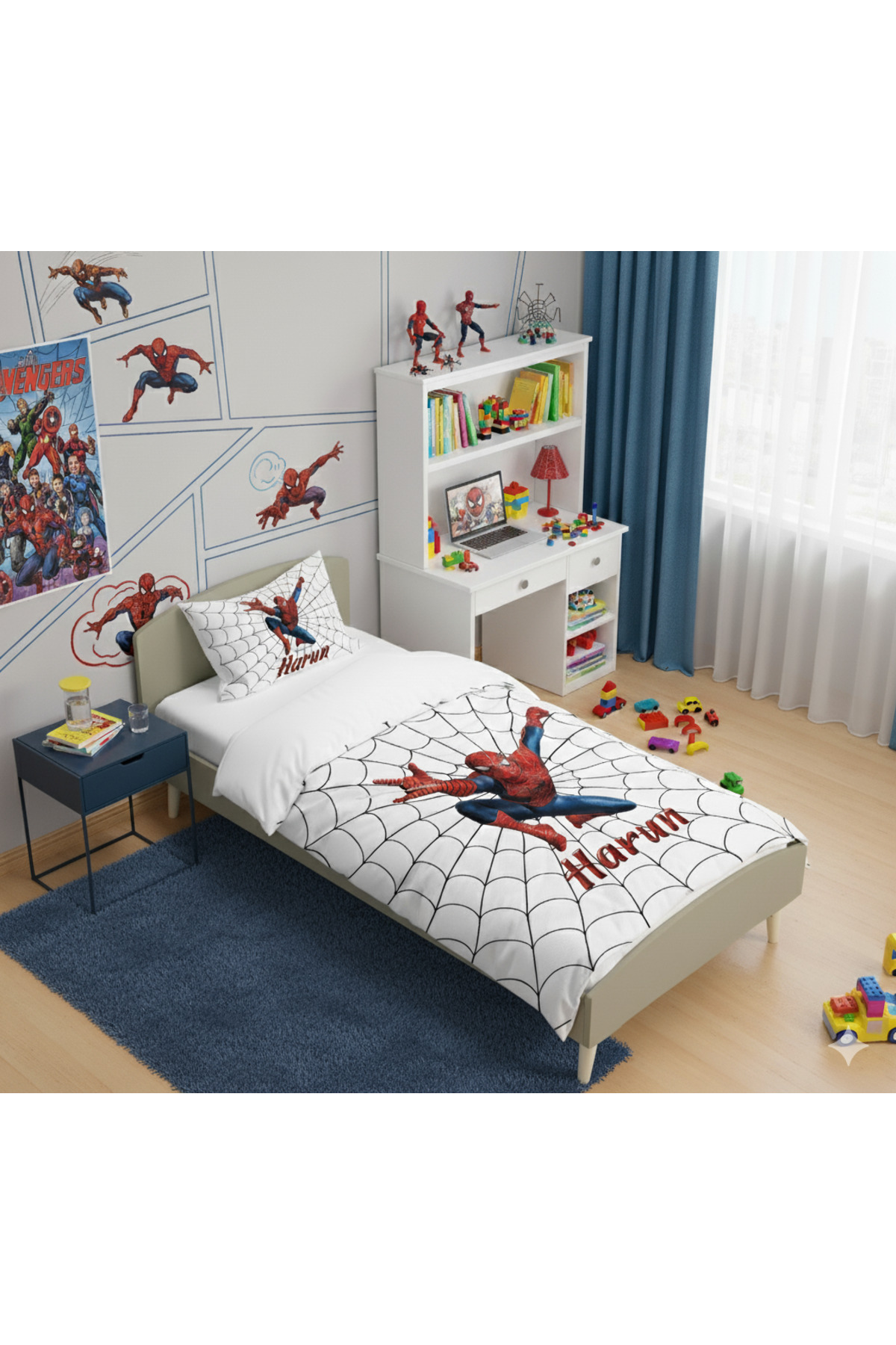 MEKTA HOME BEBEK VE ÇOCUK ODASI Ağ ve Spiderman Desenli Nevresim Takımı - Görsel 3