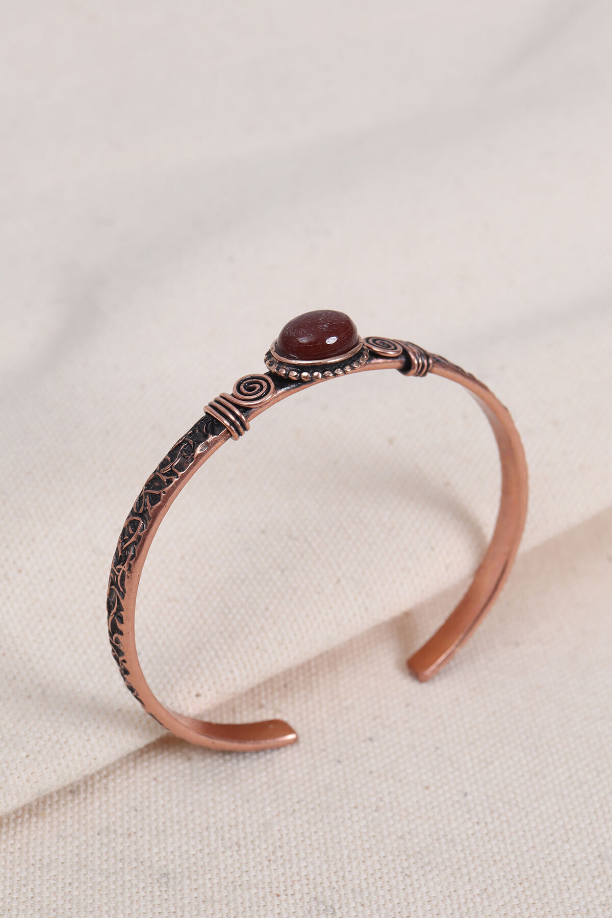 Süspüs Accessories Akik Taşlı Oval Otantik Bakır Bilezik (%100 BAKIR) - Görsel 3
