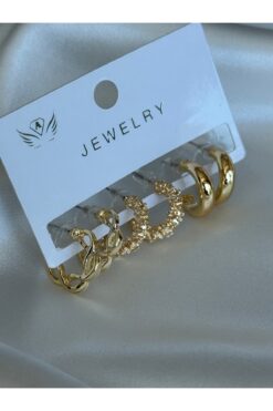 Luz De Viento 6'lı Desenli Halka Kadın Küpe Seti