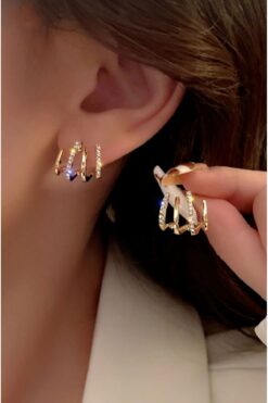 monalisatoka Kadın Gold Zikron Taşlı Tasarım Küpe