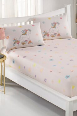 Enlora Home Pes Lastikli Çarşaf Seti Tek Kişilik Unicornlar Pembe