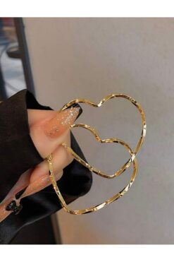 monalisatoka Kadın Gold Çember Büyük Boy Kalp Küpe