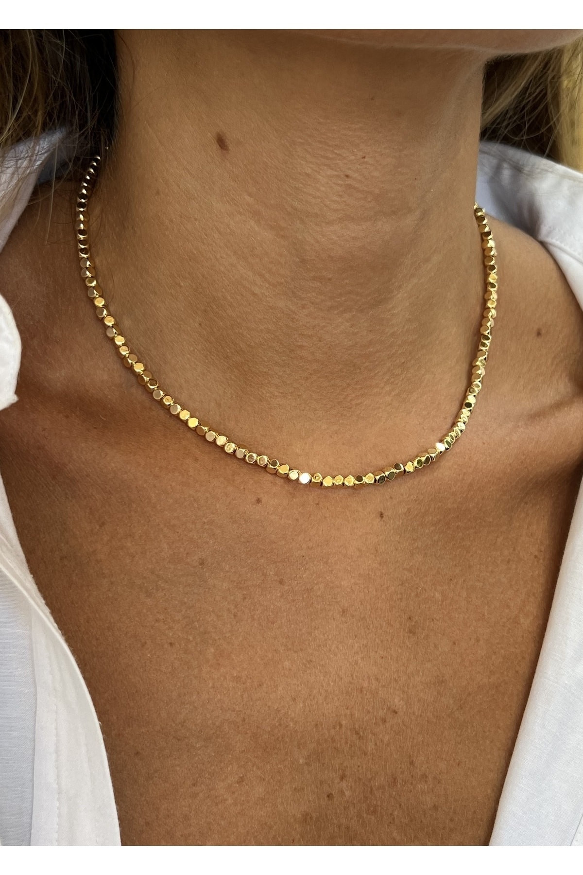 KİLİGİSTANBUL Gold Renk Tam Tur Dorika Kolye