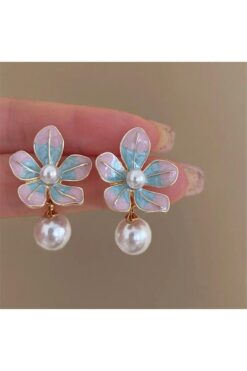 Pelin Aksesuar Pastel İncili Çiçek Küpe