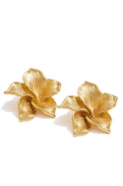 monalisatoka Kadın Gold Lily Çiçek Küpe