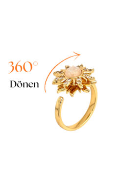 Siya Silver Çelik Dönen Ayarlanabilir Zirkon Taşlı Güneş Stres Yüzüğü