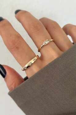 Lavian Accessories 2’li Göz Detay Minimal Yüzük Seti