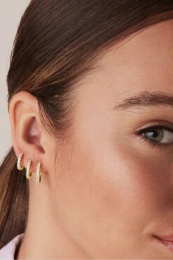 Sacce Scarves&Accessories Taşlı Minimal Halka Küpe Seti 3 Parça