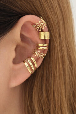 The Collection Minimal Deliksiz Sıkıştırmalı 5'li Set Kadın Kıkırdak Küpe