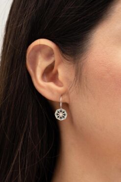 Sümer Telkari Anadolu Motifli Mineli Elişi Gümüş Küpe 5916