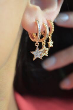 Sacce Scarves&Accessories Yıldızlı 3'lü Küpe Seti