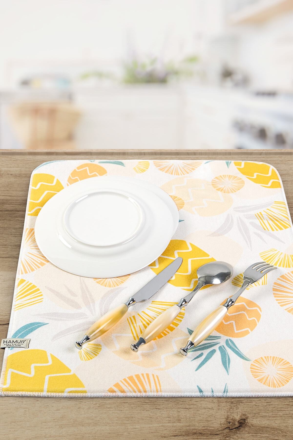 HAMUR Bulaşık Kurutma Matı 42x50 Cm Pedi Kurulama Bezi Örtüsü Mf-071