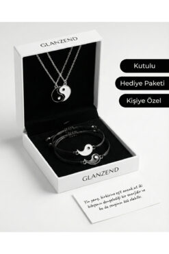 GLANZEND Yin Yang Çift Kolyesi & Çift Bileklik Sevgili Seti 14 Şubat Sevgililer Günü Hediyesi