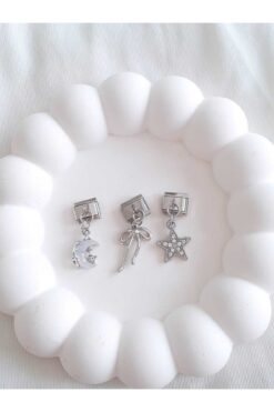 bijoux uniques Çelik Ay&Yıldız&Kurdele İtalyan Charm