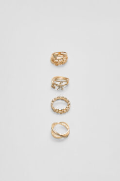 Stradivarius 9'lu kelebekli ve parlak taşlı yüzük seti