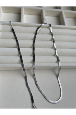 Gizem Eren Çelik Italyan Zincir Unisex Kolye-bileklik 2li Set