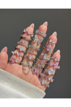 Ervalina 2 Adet Pembe Pinterest Yüzükler (KARIŞIK GÖNDERİM)