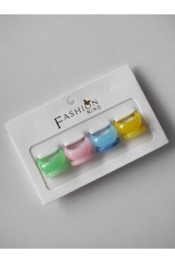 MutluBiDünya Kadın 8 Adet Cam Yüzük Seti