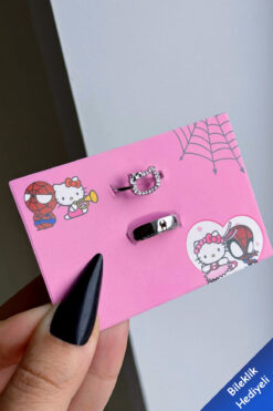 The Collection Hello Kitty Spiderman Ayarlanabilir Çift Arkadaşlık Sevgili Yüzük (Ayarlanabilir Yüzük)