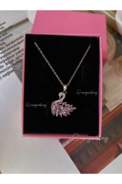 ASNA JEWELLERY Kadın Pembe Kuğulu Pink Swan Taşlı Gümüş Çelik Kolye kutusuz Fiyat