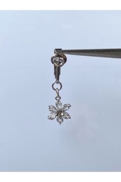 kurukafagift Çelik Göbek Piercing Mıknatıslı Sıkıştırmalı Kullanımlı Çiçek Model