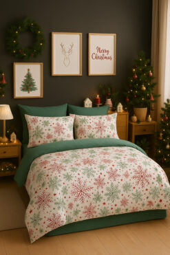 MyStory Home Lastikli Çarşaflı Çift Kişilik Nevresim Takımı Christmas