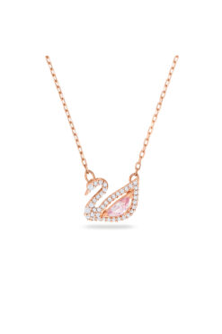Swarovski Swan Kolye, Kuğu, Pembe, Pembe altın rengi kaplama