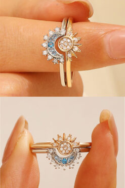 AURRARİ Sevgili Arkadaş Yüzüğü Ay ve Güneş