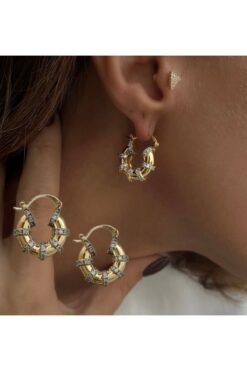 Vi store Minimal Taşlı Boru Halka Küpe