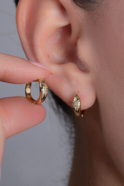 Elika Silver Kadın Minimal Kutup Detaylı Halka Küpe