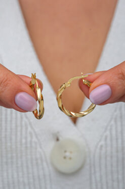 Nereze 925 Ayar Gümüş Bereketi Gold Kaplama 22 mm Burgu Halka Küpe