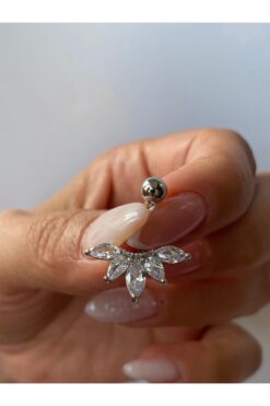 kurukafagift Çelik Gümüş Renk İritaşlı Göbek Piercing